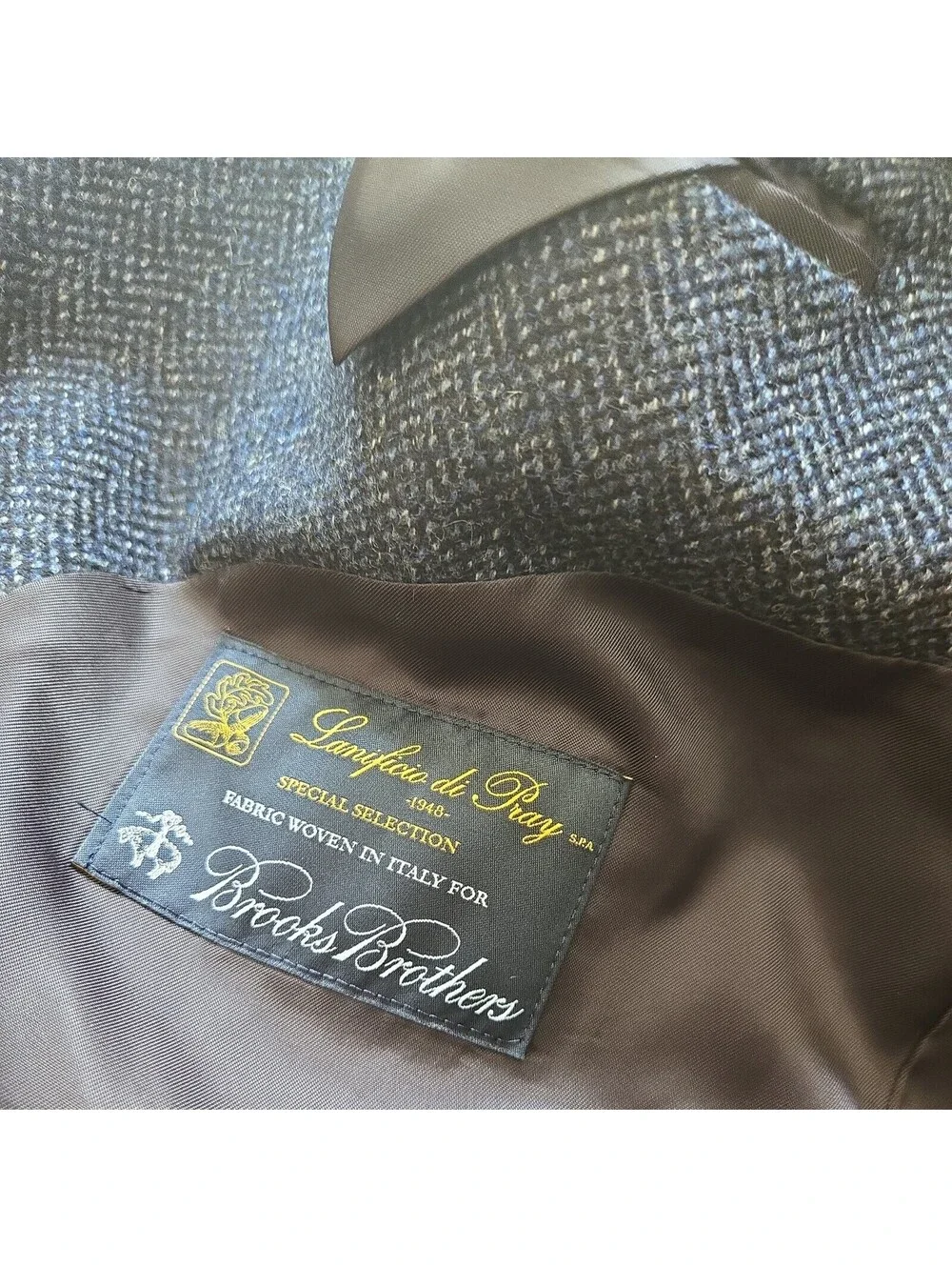 Brooks Brothers Blazer Madison Navy Blue Lambswool Cashmere Sz 46R tweed(?)